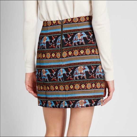 Modcloth Louche Elephant Instinct Jacquard Woven Skirt 4 - Picture 2 of 11